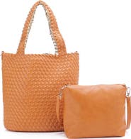 Mali + Lili Ray Convertible Woven Vegan Leather Tote