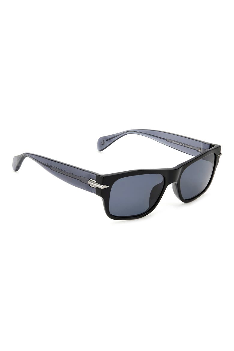55mm Rectangular Sunglasses, Alternate, color, BLACK