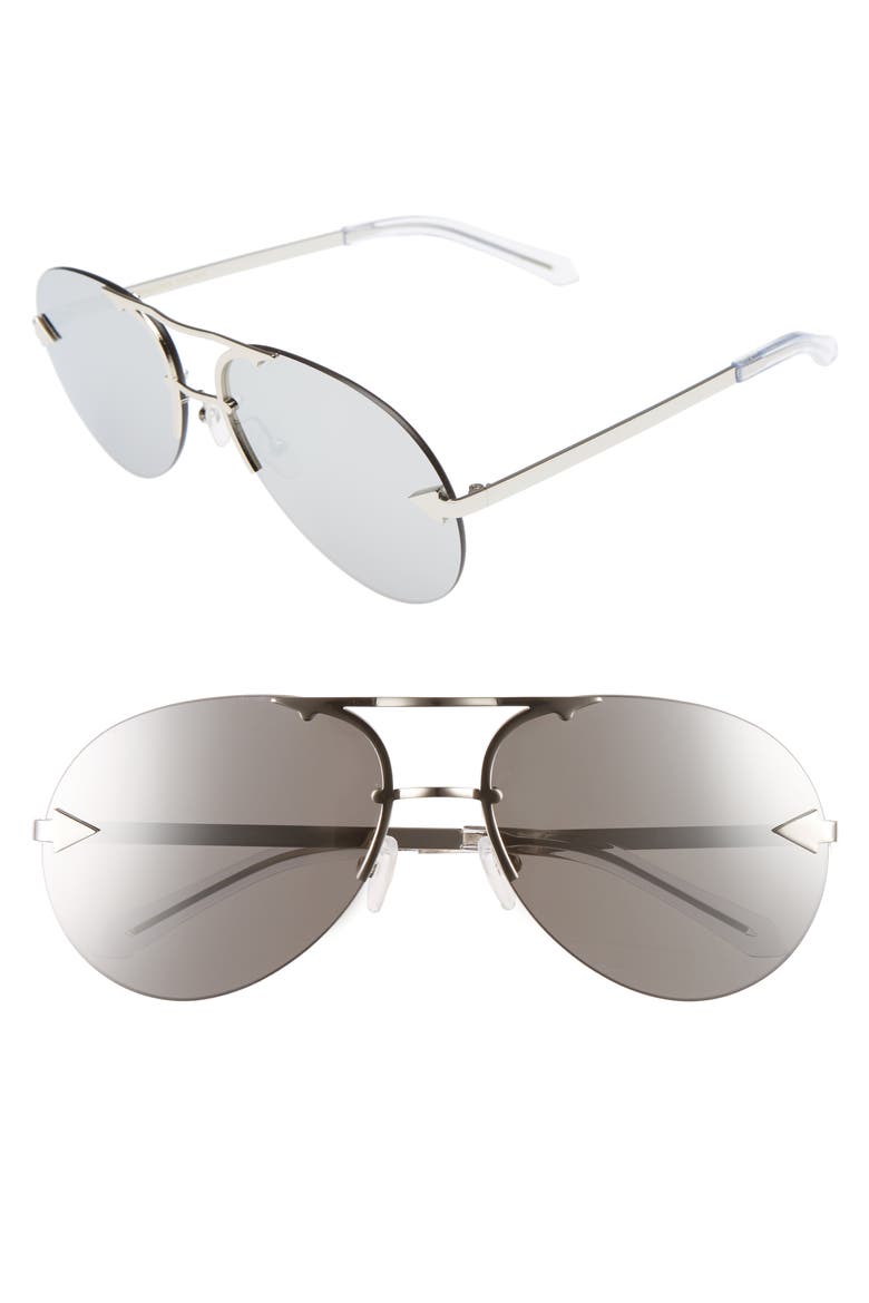 Love Hangover 60mm Aviator Sunglasses, Main, color, SILVER/ CLEAR