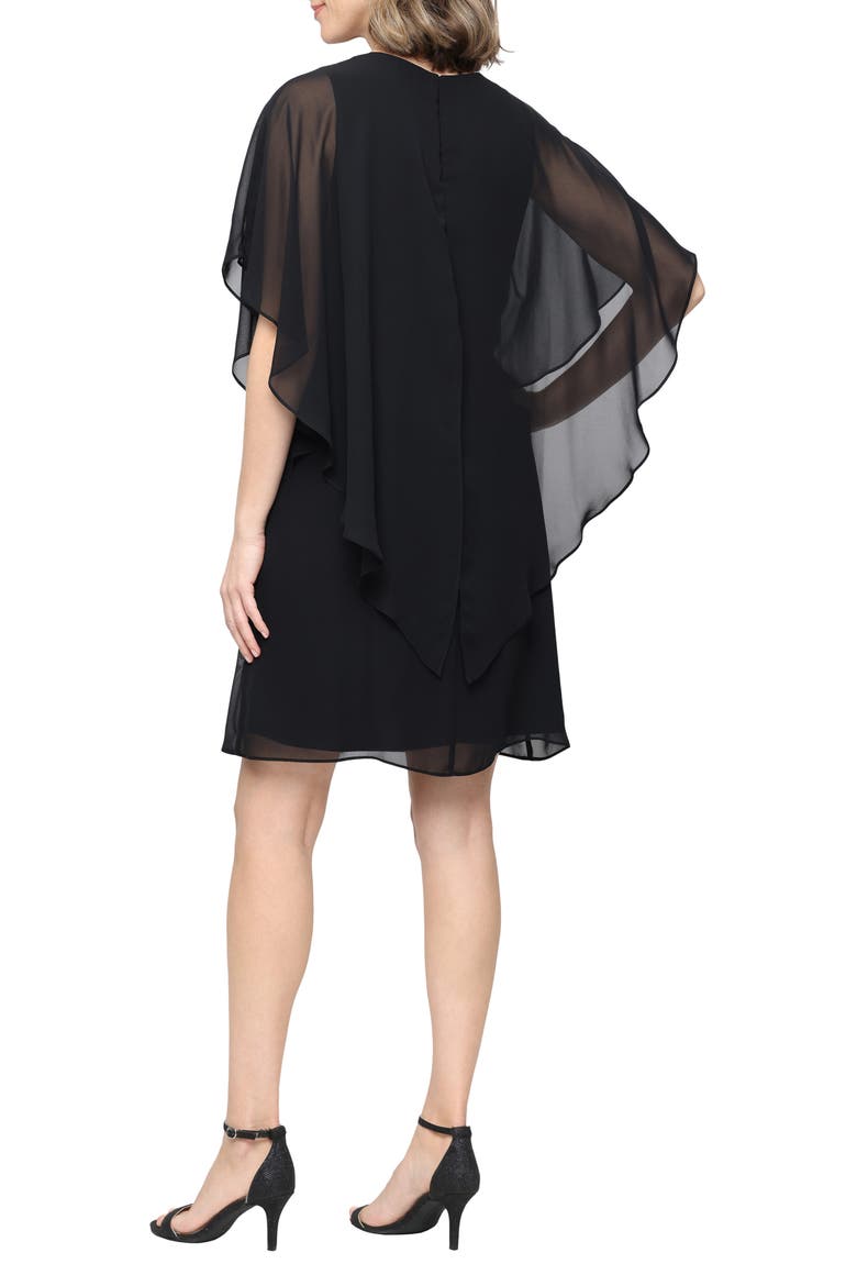 Jewel Chiffon Overlay Shift Dress, Alternate, color, BLACK
