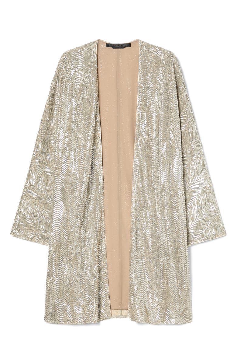 Marina Rinaldi Vetta Sequin Jacket, Alternate, color, Beige