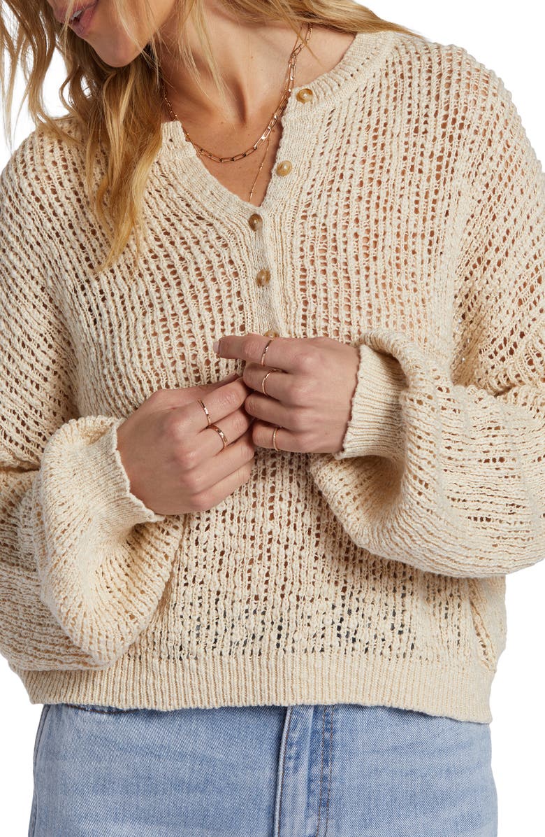 Billabong Warmin' Up Open Stitch Cardigan, Main, color, Whitecap