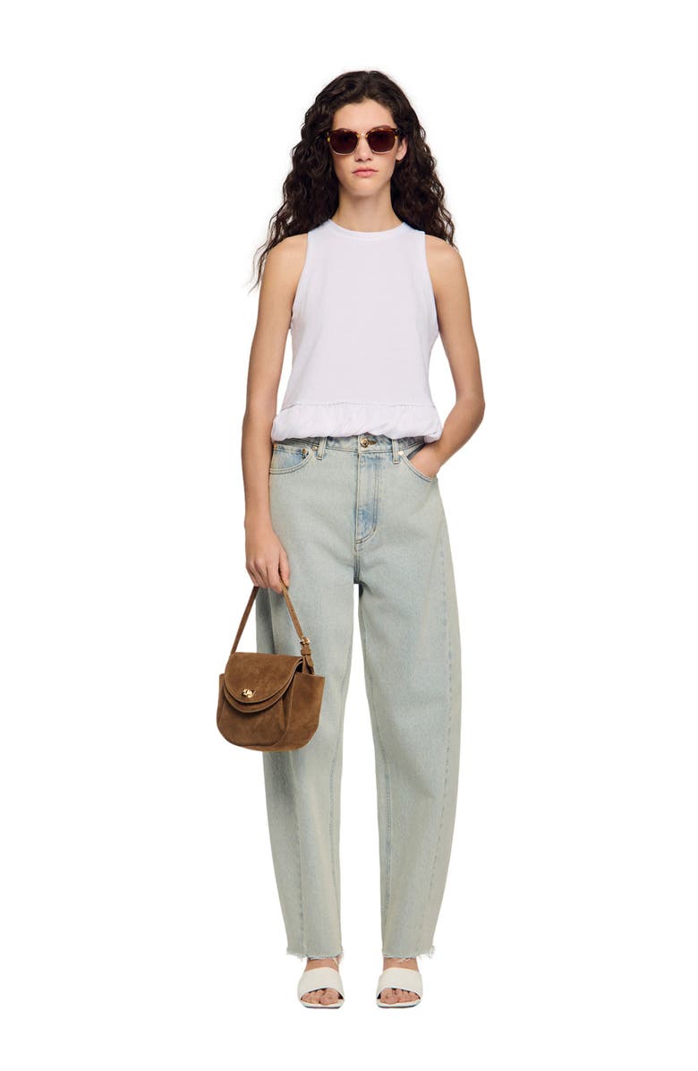 SANDRO Ruffle top, Alternate, color, White