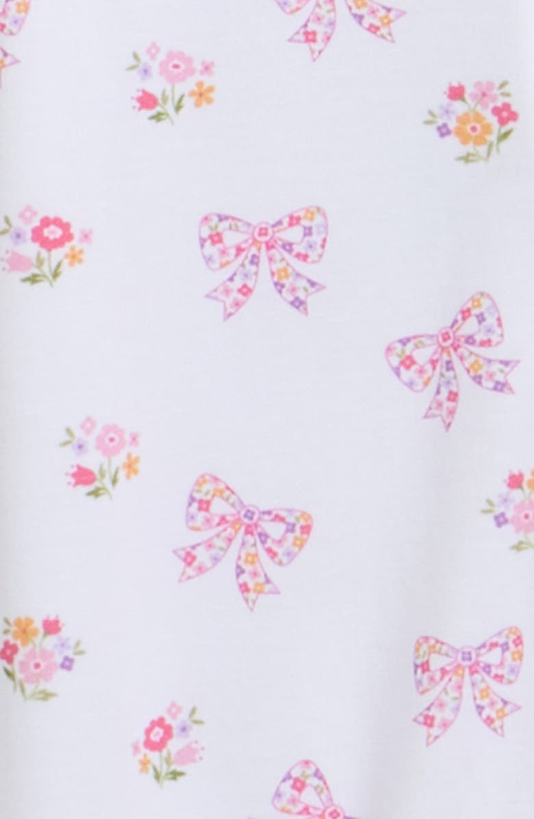 Kissy Kissy Floral Ruffle Trim Pima Cotton Zip Footie, Alternate, color, White Multi