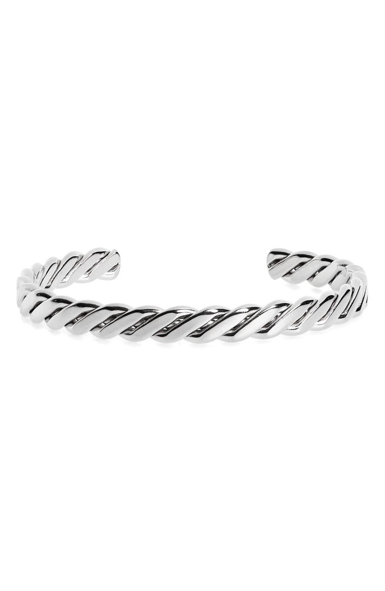 Nordstrom Waterproof Twisted Cuff Bracelet, Main, color, Silver