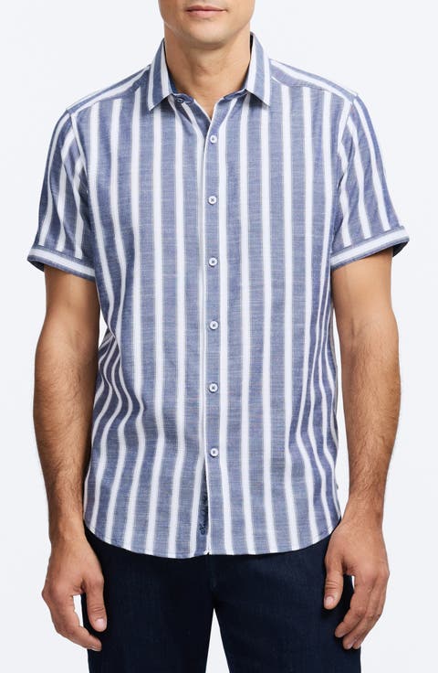 Preston Stripe Cotton Blend Button-Up Shirt