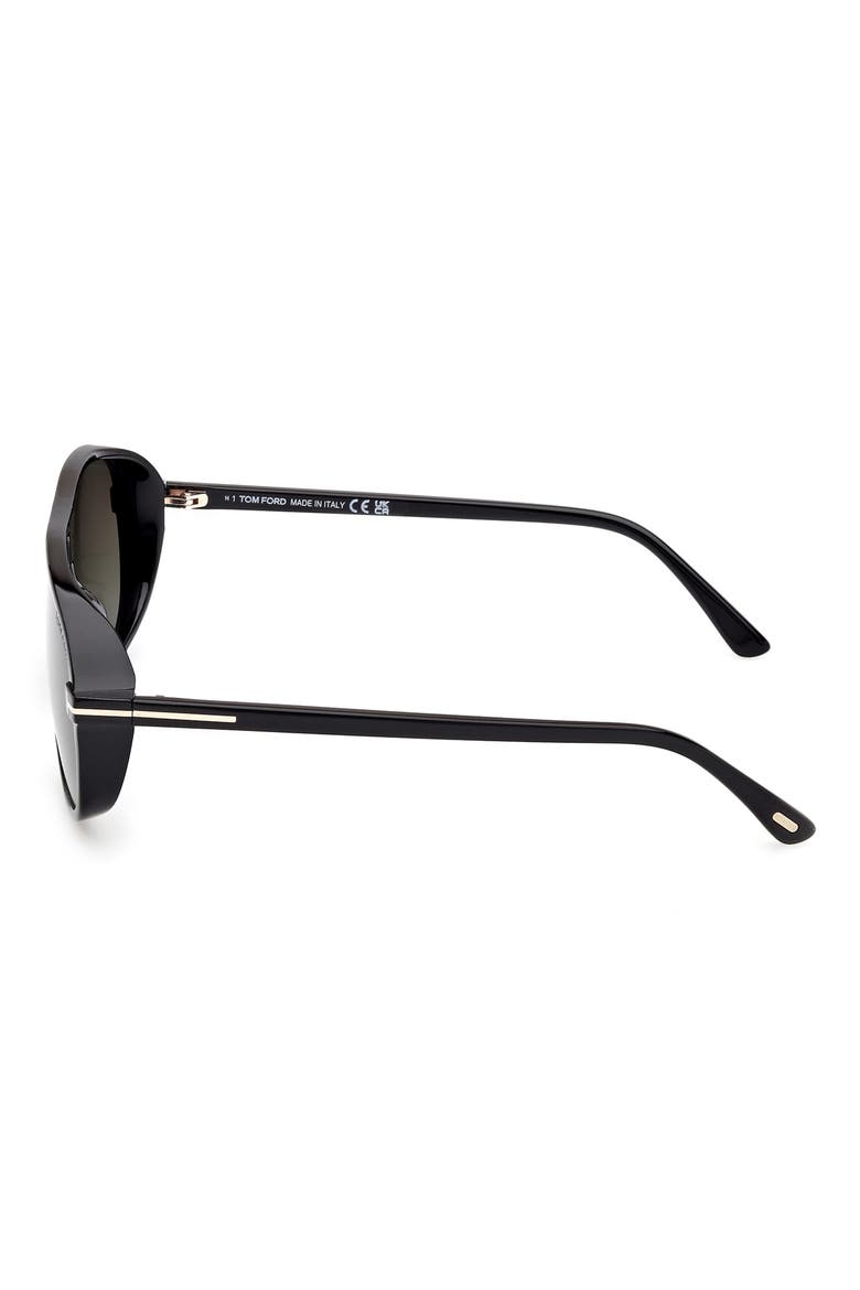 Guillaume 61mm Gradient Pilot Sunglasses, Alternate, color, SHINY BLACK ECO / SMOKE LENSES
