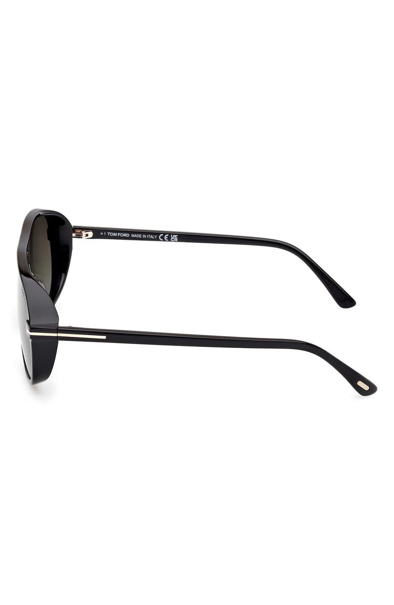 TOM FORD Guillaume 61mm Gradient Pilot Sunglasses, Alternate, color, Shiny Black Eco / Smoke Lenses
