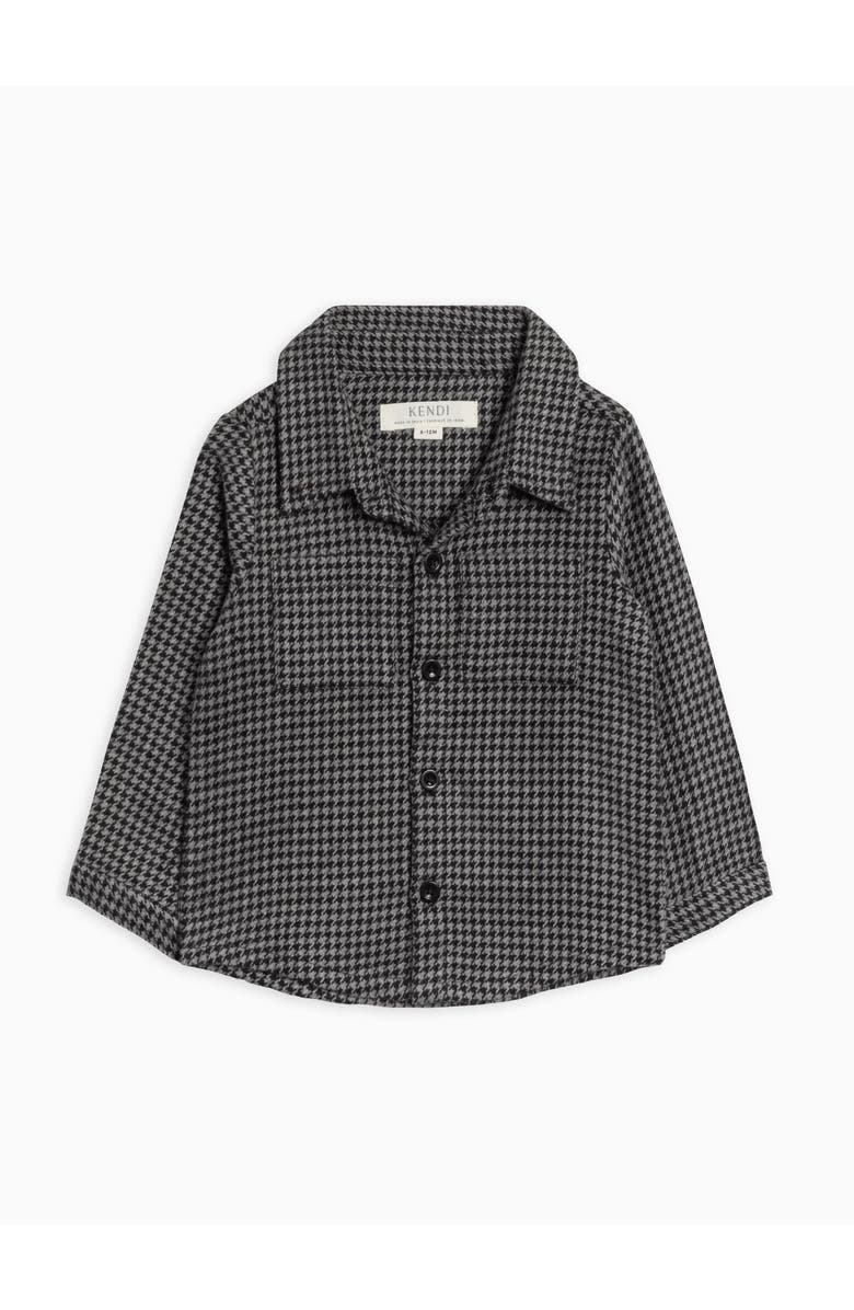 Kendi Lev Organic Flannel Long Sleeve Collared Button Down Shirt, Main, color, Houndstooth