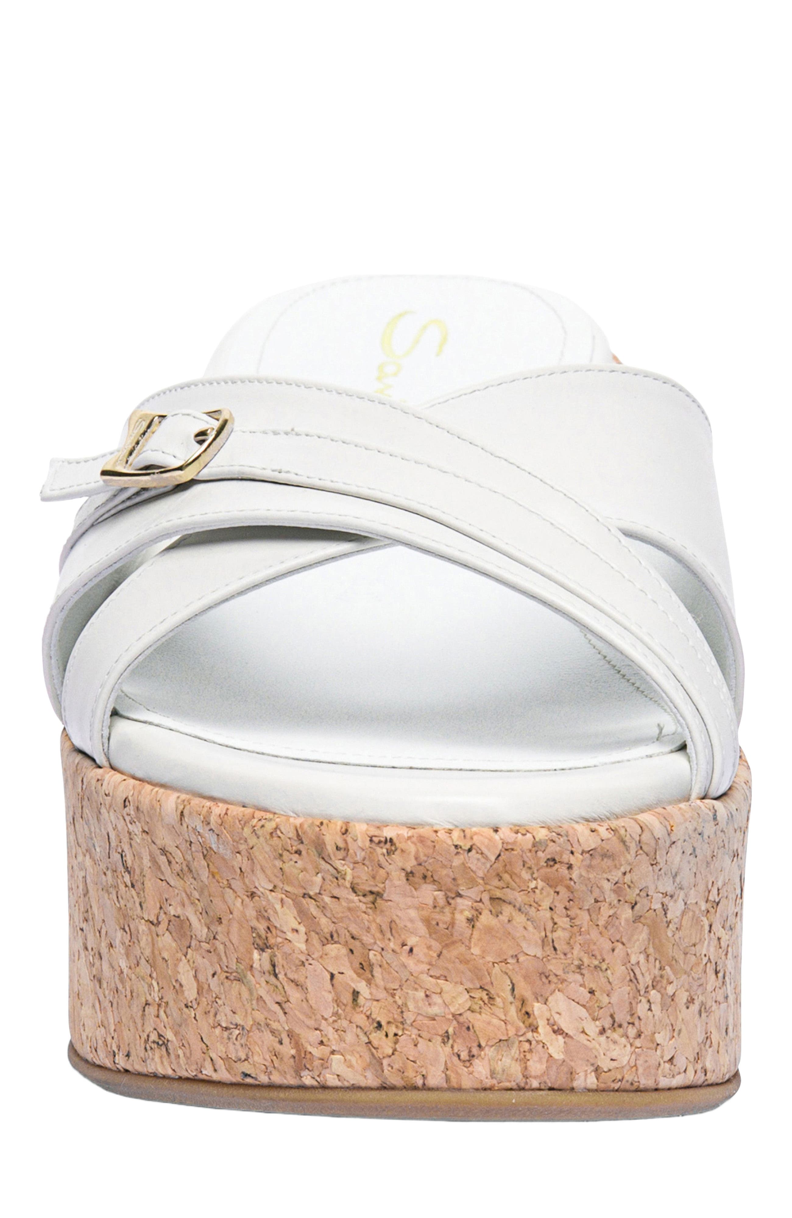 Santoni Women's white leather wedge, Alternate, color, White