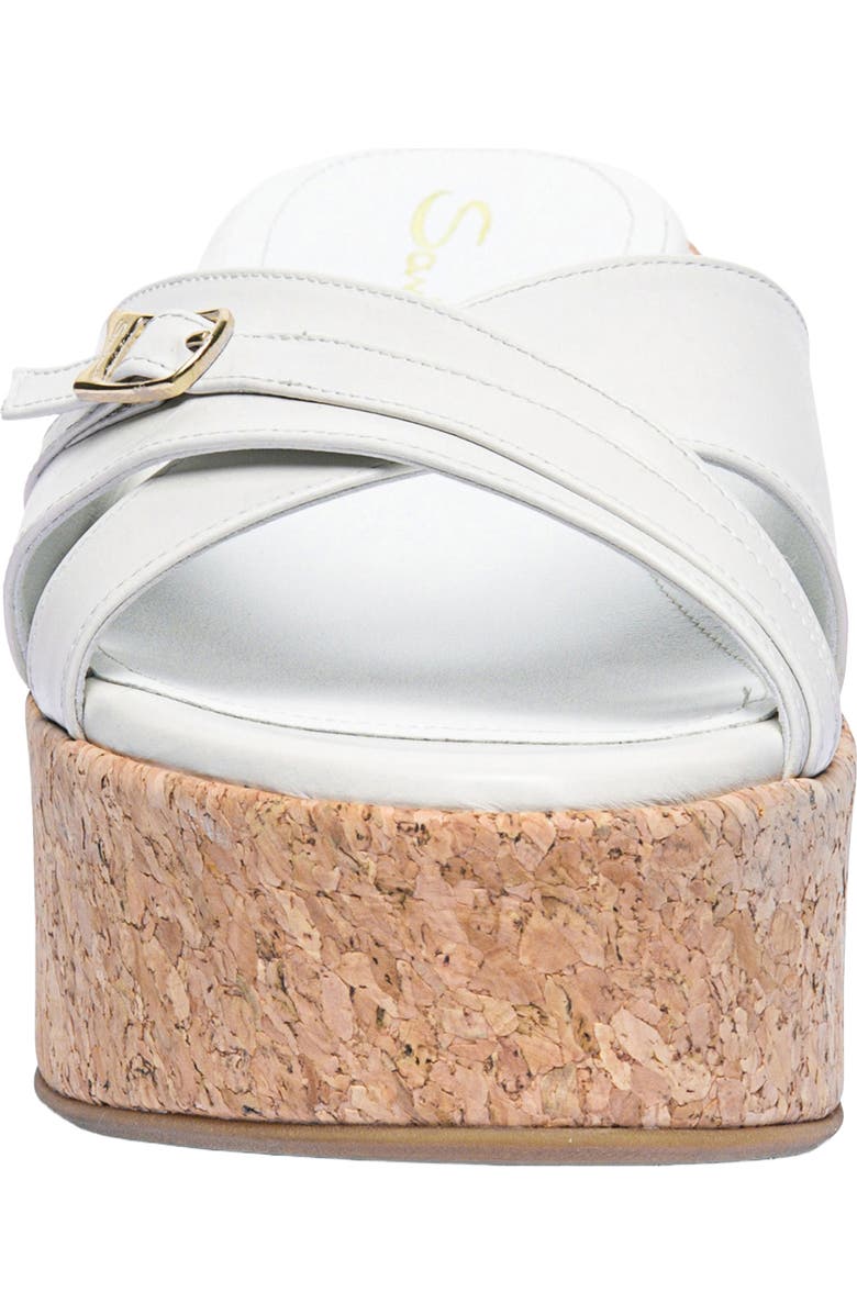 Santoni Women's white leather wedge, Alternate, color, White
