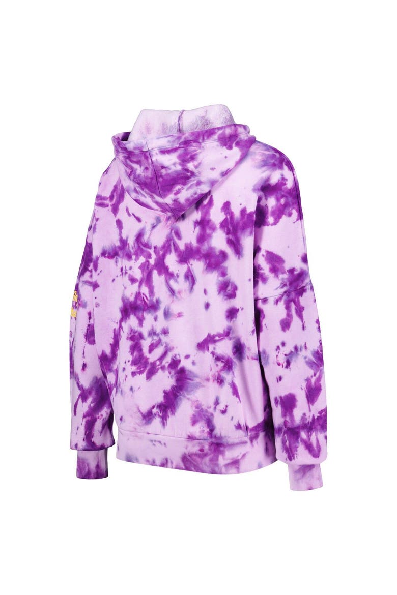 Women's New Era Purple Los Angeles Lakers Brushed Cotton Tie-Dye Pullover Hoodie, Alternate, color, Purple