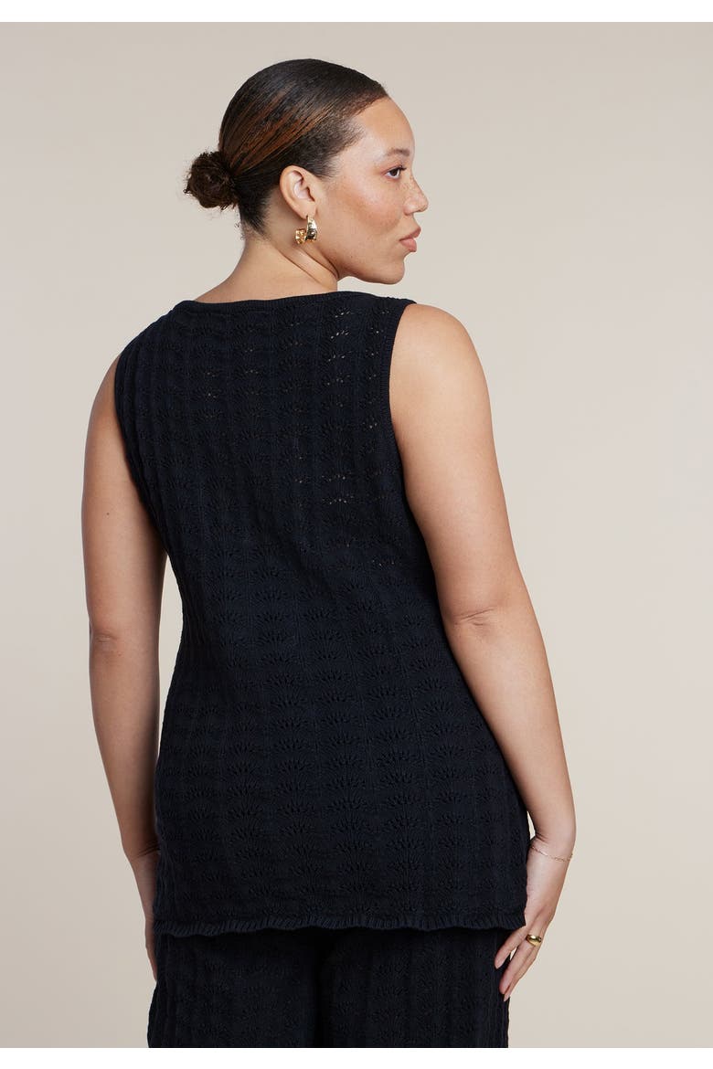 Pointelle Stitch Sweater Vest, Alternate, color, BLACK ONYX
