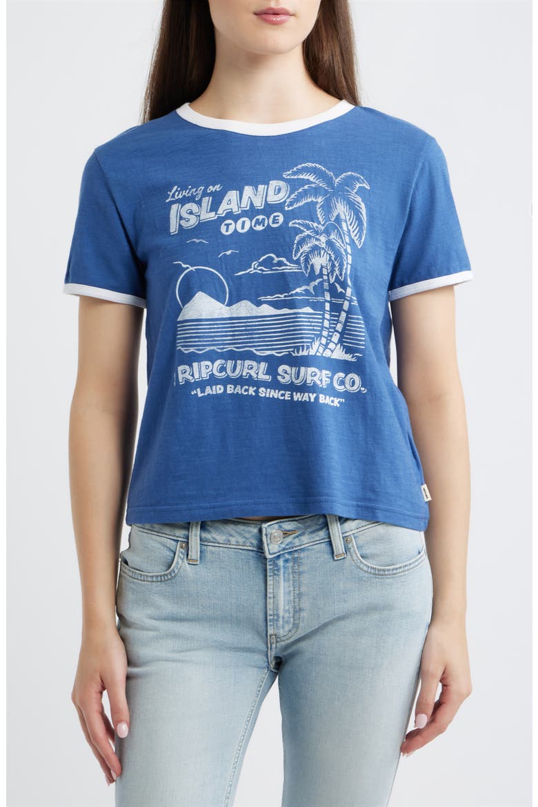 Island Time Slub Graphic T-Shirt, Main, color, VINTAGE NAVY