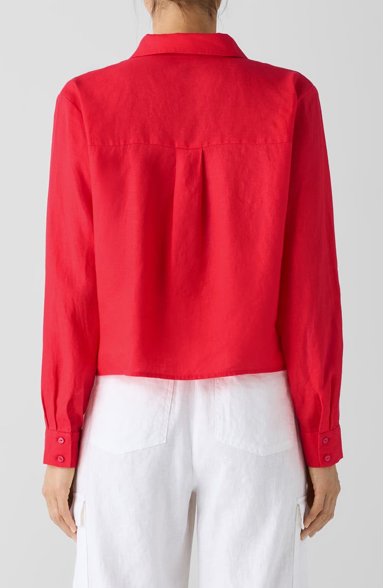 Eileen Fisher Classic Crop Organic Linen Button-Up Shirt, Alternate, color, 