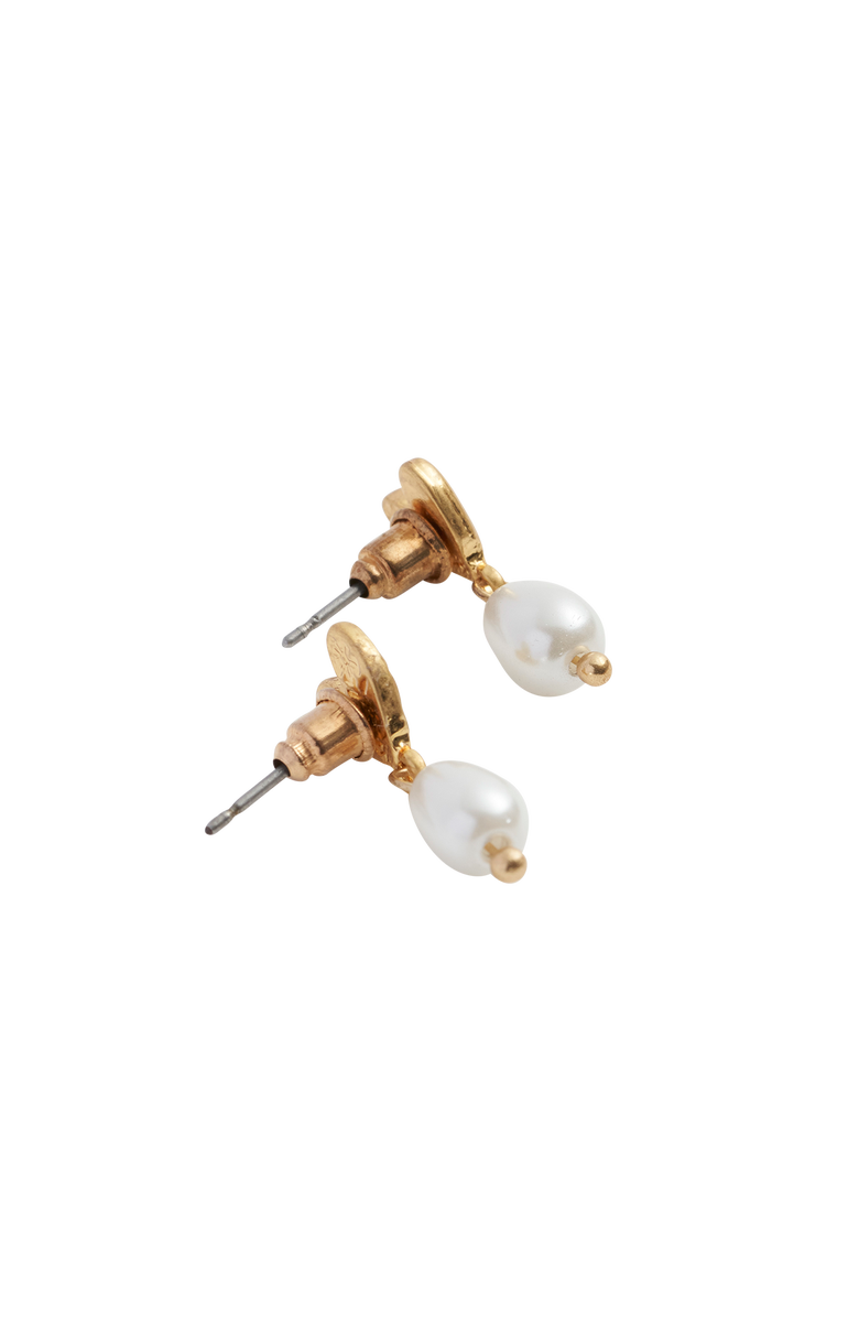 Fable England Forget-Me-Not Heart & Pearl Earrings, Alternate, color, Blue & Gold