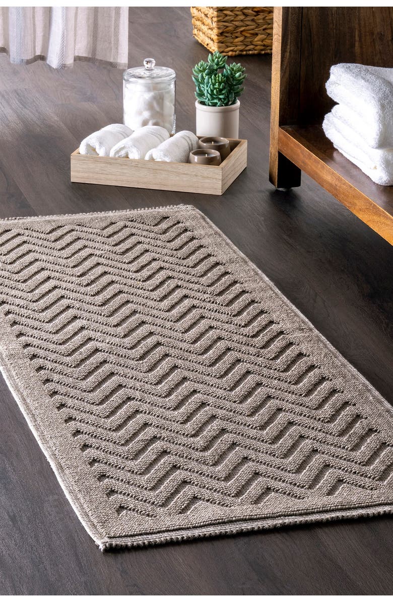 NULOOM Lyle Textured Chevron Bath Mat, Alternate, color, 