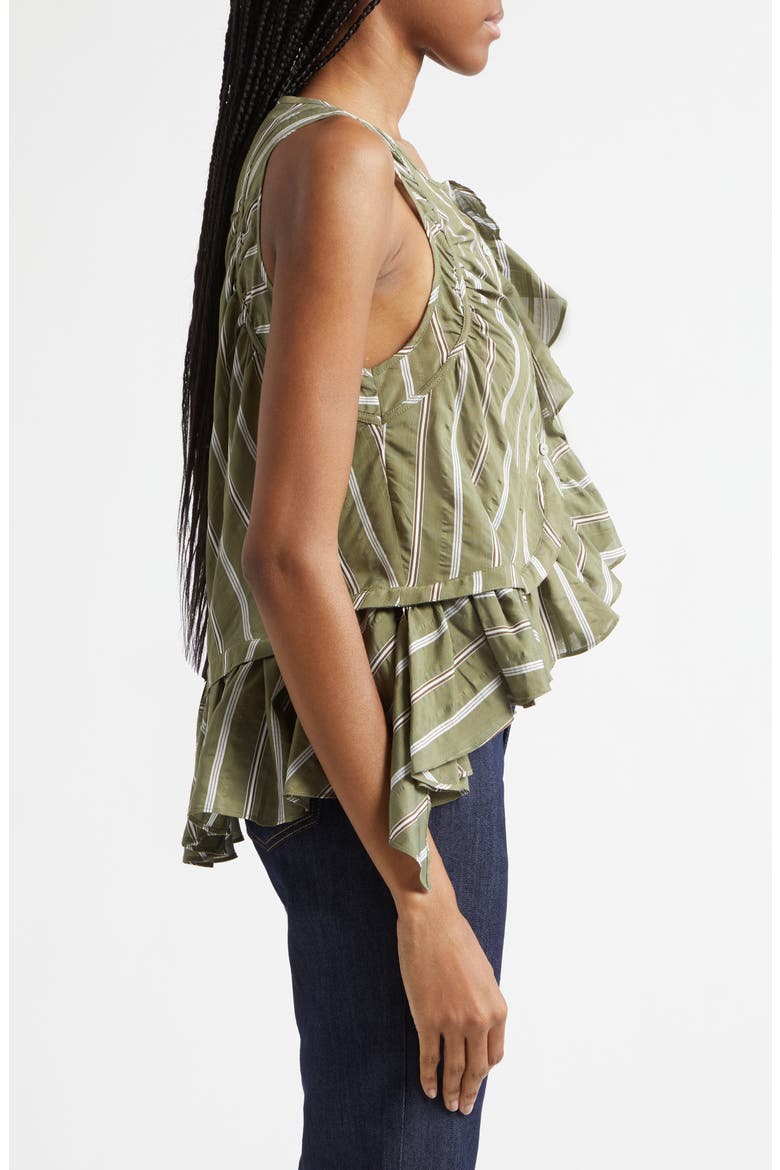 Azura Ruffle Sleeveless Top, Alternate, color, OLIVE NOIR