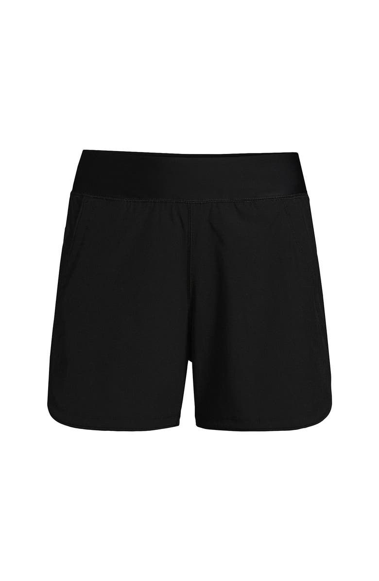 Lands' End 5" Quick Dry Elastic Waist Board Shorts Swim Cover-up Shorts with Panty, Alternate, color, Black