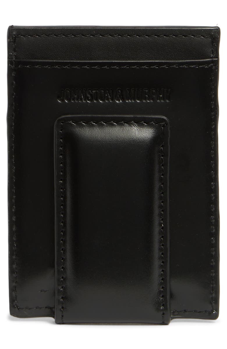 Johnston & Murphy Brushoff Leather Pocket Card Wallet, Alternate, color, Black
