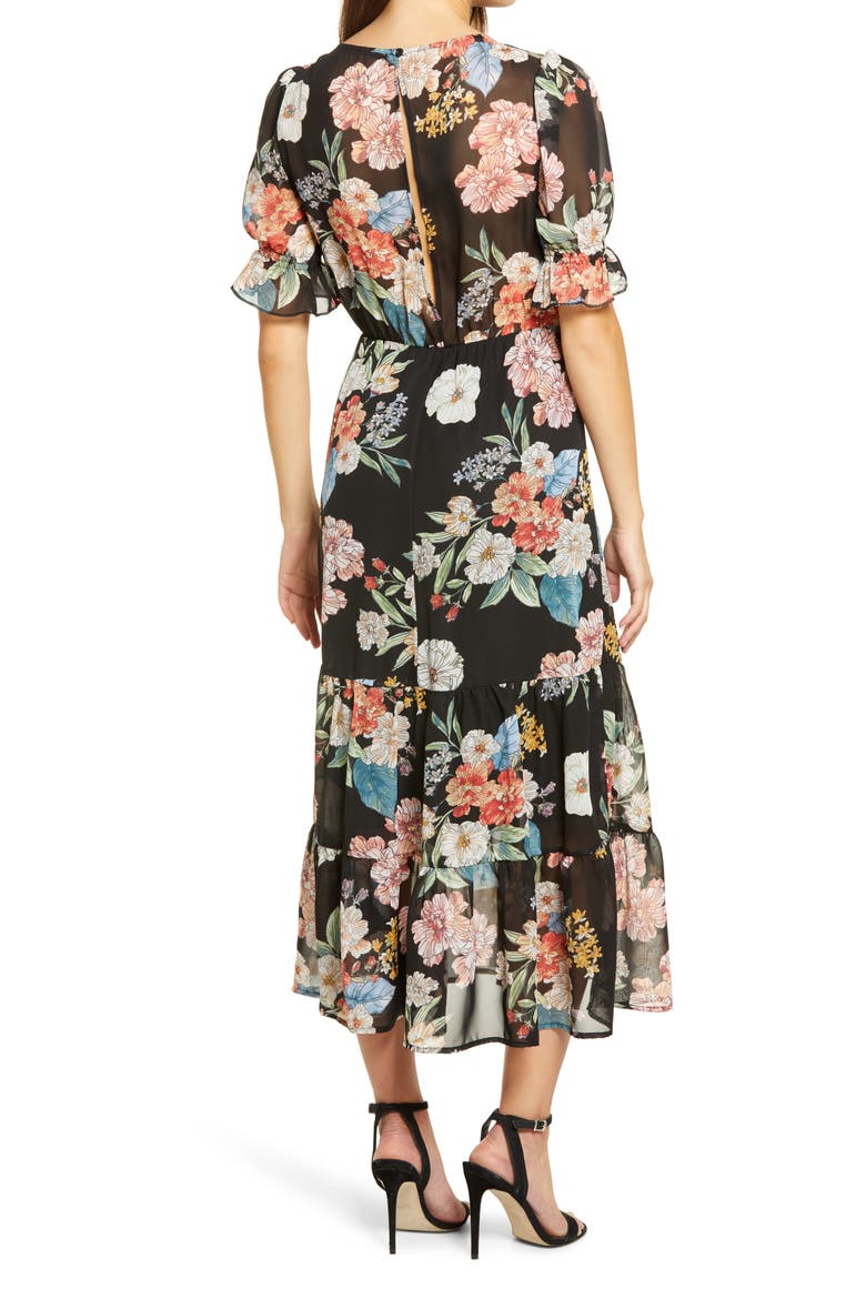 Shasha Floral Tiered Ruffle Short Sleeve Dress, Alternate, color, SASHA