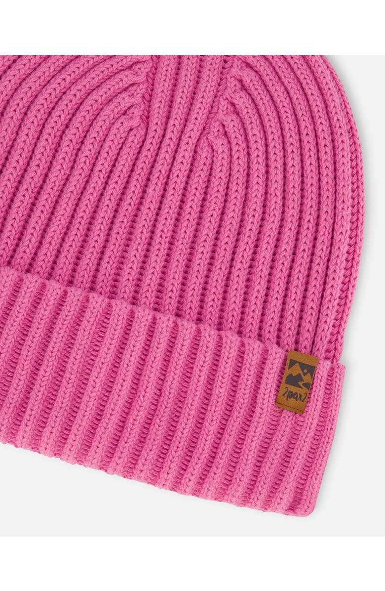 Deux par Deux Girl's Cuffed Knit Hat Vibrant Pink, Alternate, color, 