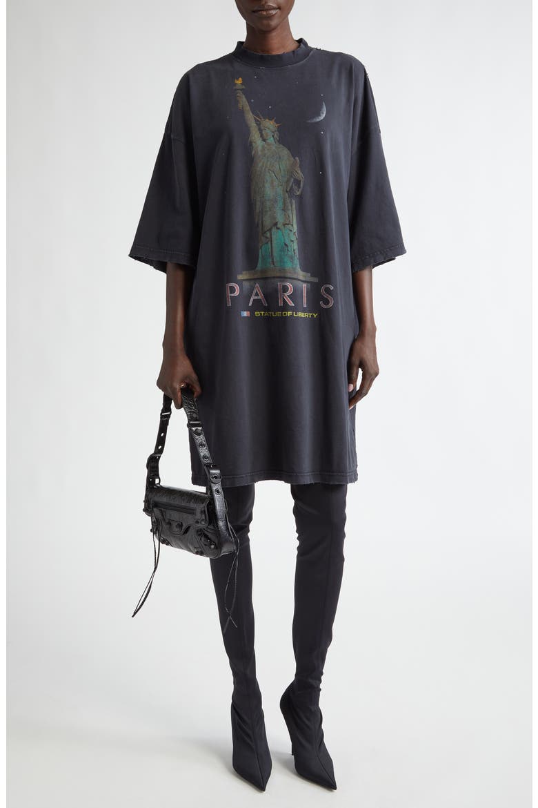 Liberty Graphic T-Shirt Minidress, Main, color, 1083 FADED BLACK