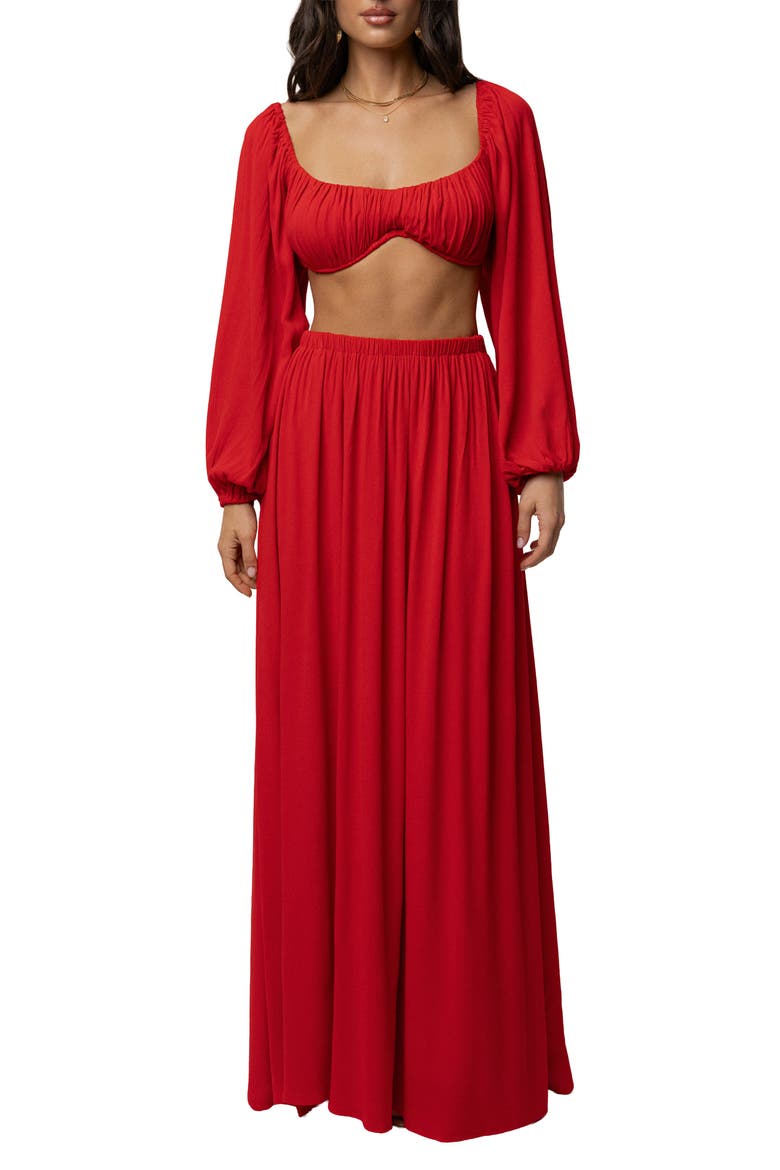 Warm Nights Skirt Set, Main, color, Red