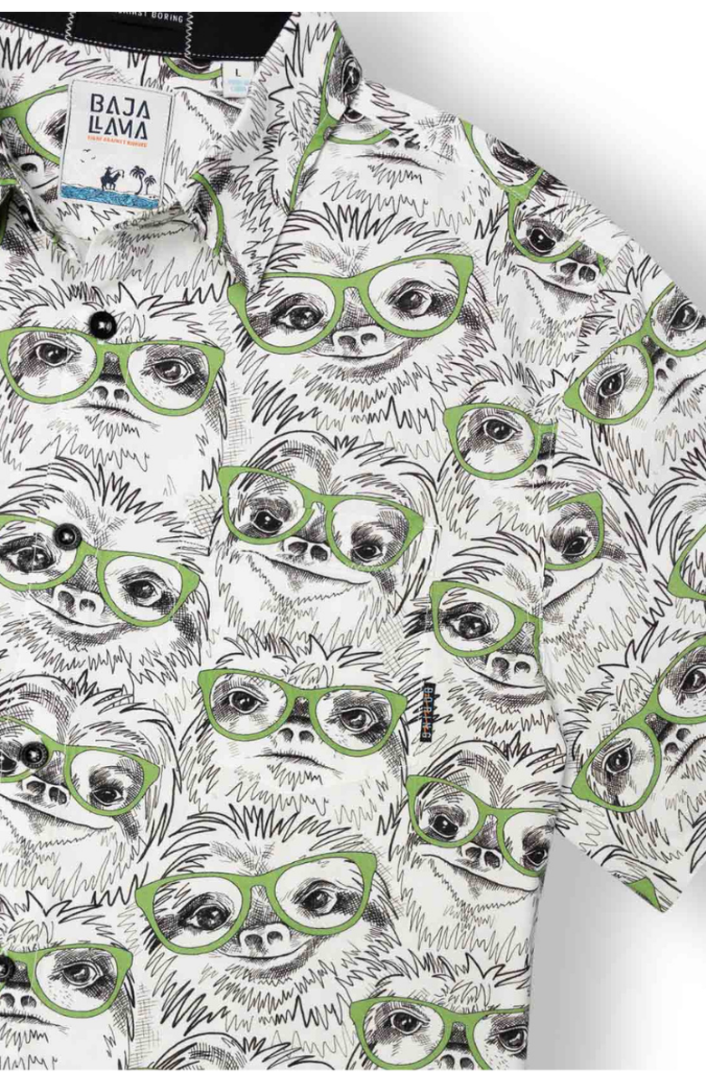 Baja Llama Sloth Meister - 7-Seas Button Up, Alternate, color, Green