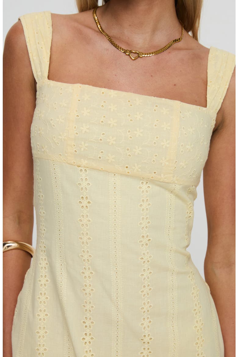 Allegro Floral Eyelet Cotton Minidress, Alternate, color, LEMON