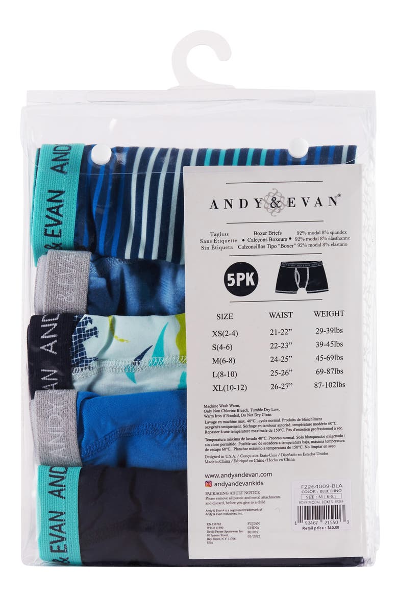 Kids' Assorted 5-Pack Boxer Briefs, Alternate, color, BLUE DINO