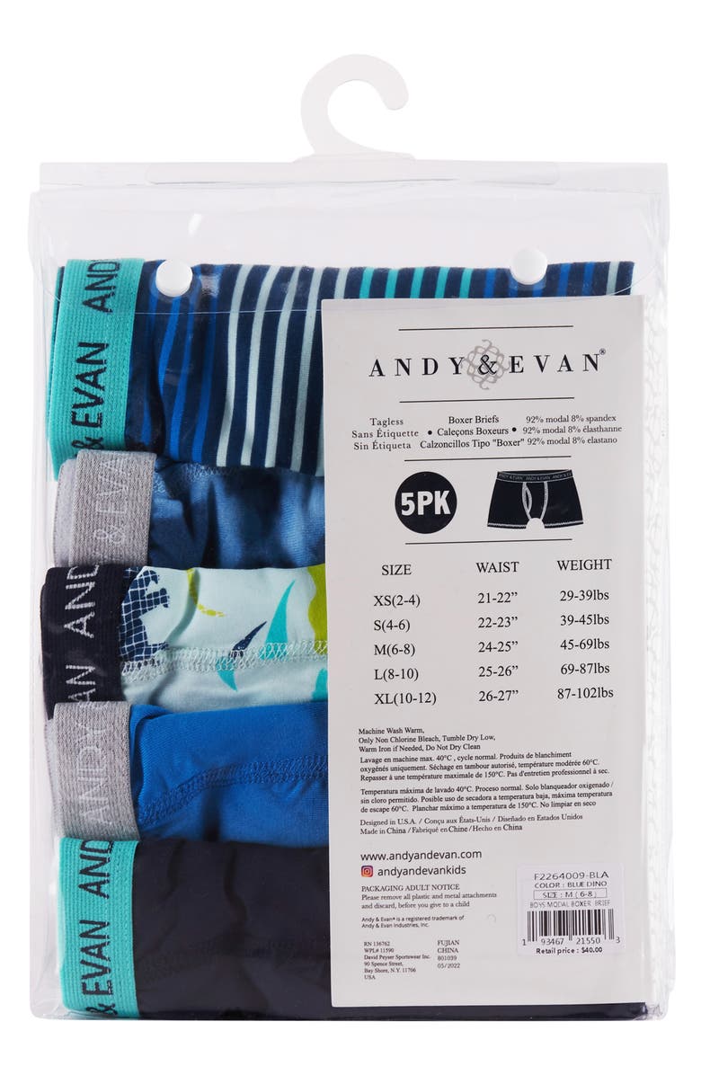 Andy & Evan Kids' Assorted 5-Pack Boxer Briefs, Alternate, color, 