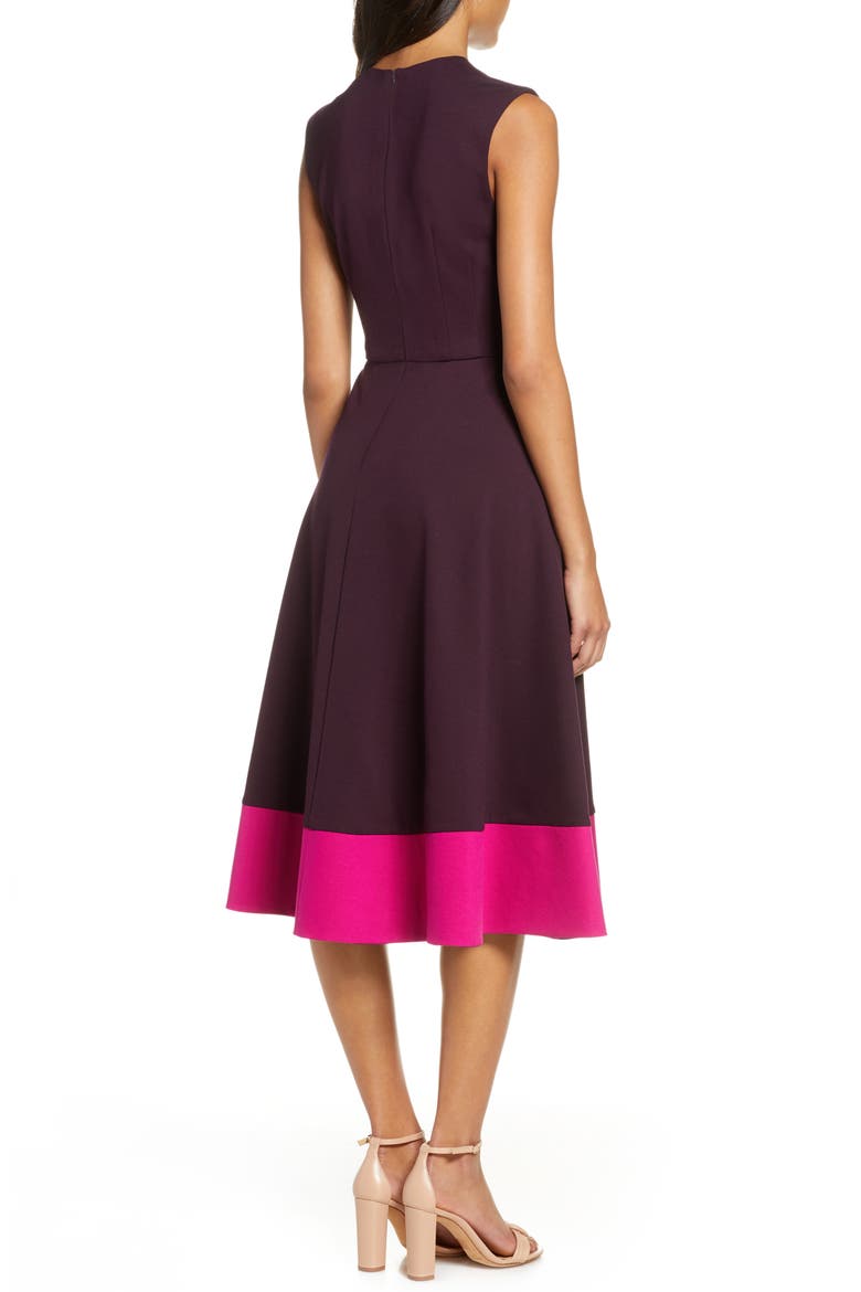 Contrast Hem Sleeveless Midi Dress, Alternate, color, MAROON