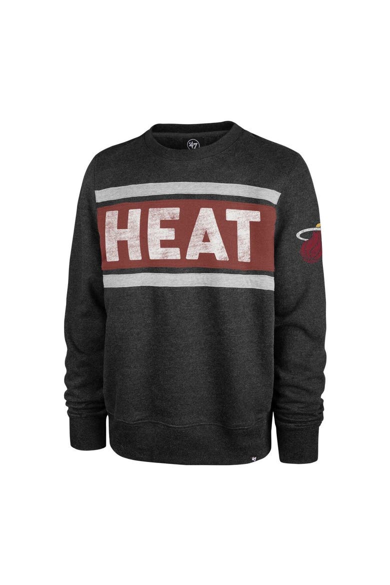 Men's '47 Heather Black Miami Heat Tribeca Emerson Pullover Sweatshirt, Alternate, color, Heather Black