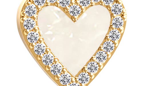 Gabi Rielle Cz Pavé Halo Mother Of Pearl Heart Pendant Necklace In Gold