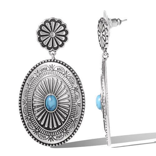 Jessica Simpson Western Round Concho Drop Earrings In White