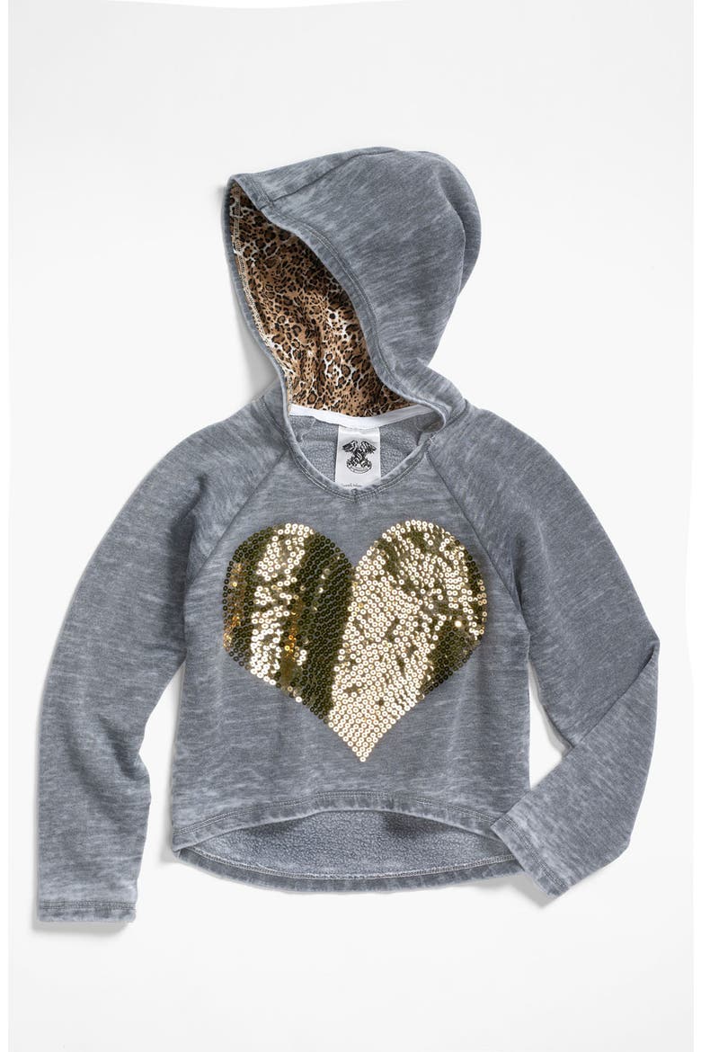 Sequin Heart Hoodie, Main, color, GREY