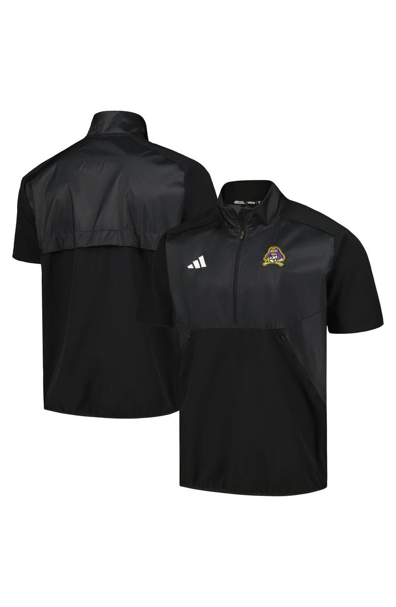 adidas Men's adidas Black ECU Pirates Sideline AEROREADY Raglan Short Sleeve Quarter-Zip Jacket, Main, color, Black