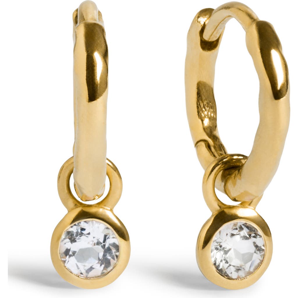 Monica Vinader Birthstone Huggie Hoop Earrings in 18K Gold Vermeil/white Topaz at Nordstrom