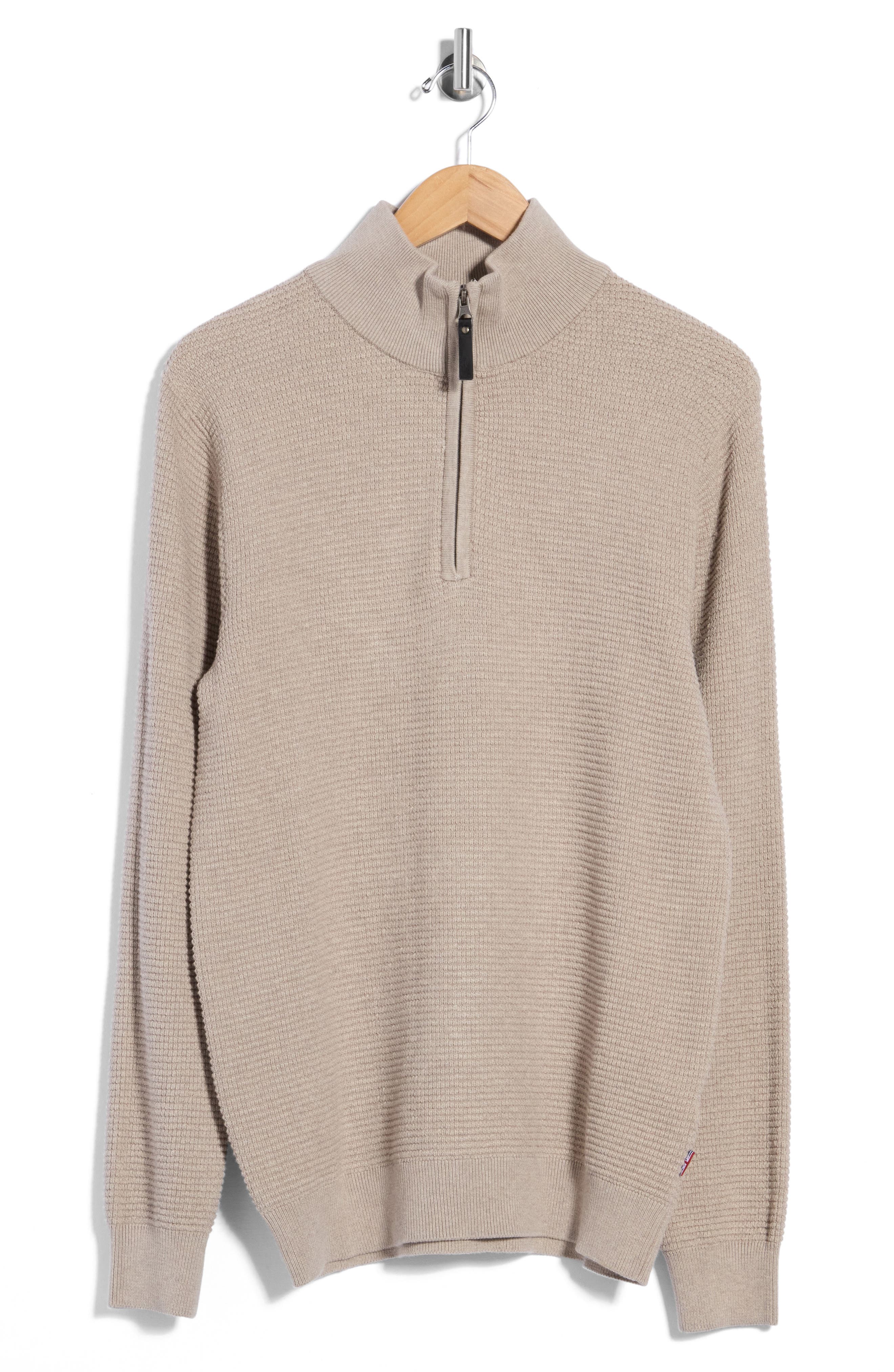 Mock Neck Quarter Zip Cotton Sweater