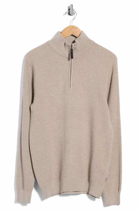 Mock Neck Quarter Zip Cotton Sweater