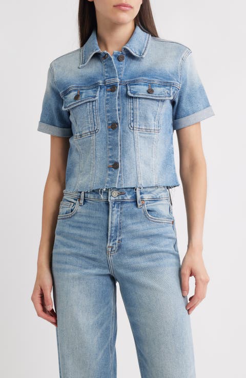Short Sleeve Crop Denim Jacket