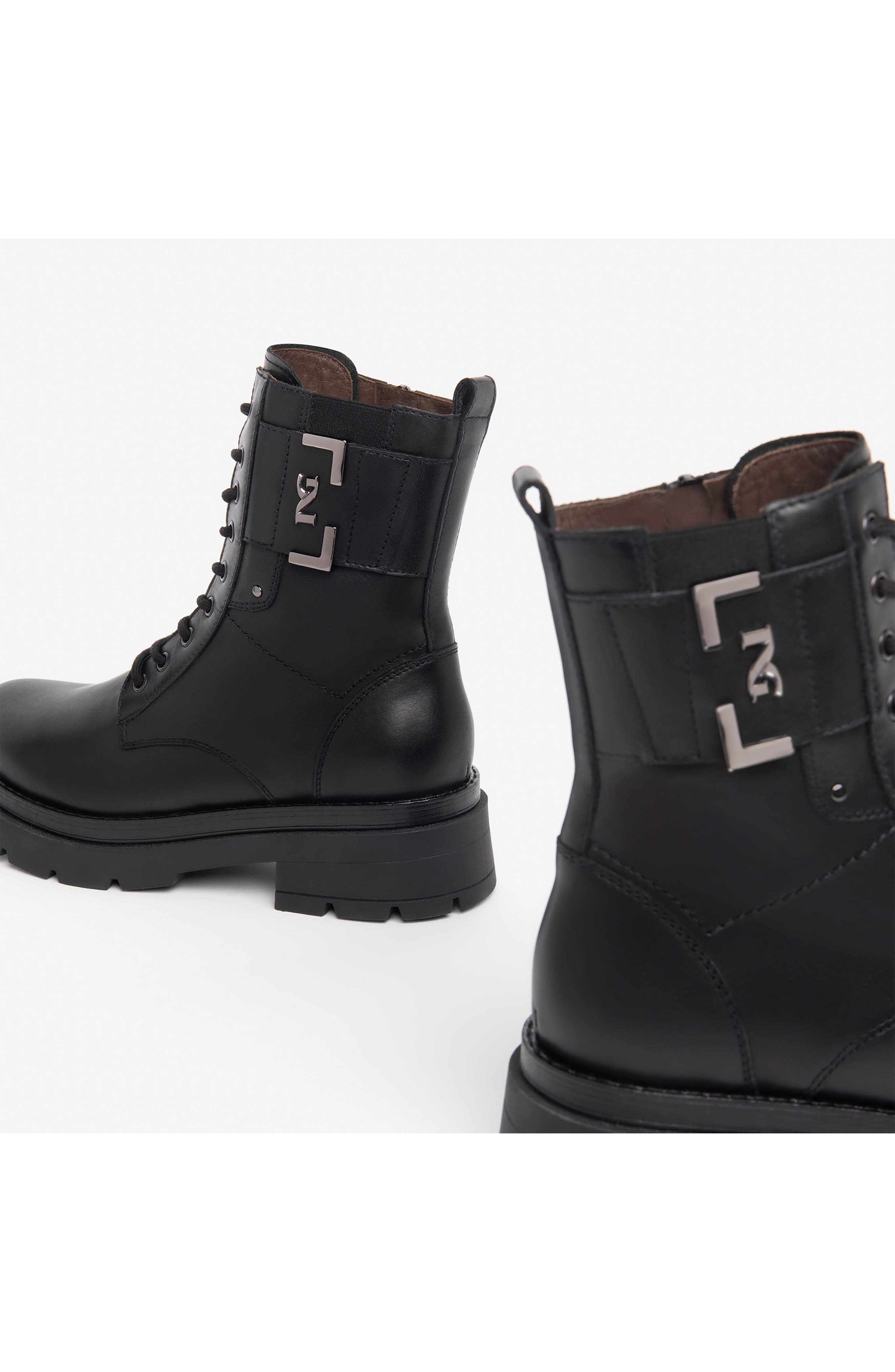 NeroGiardini Logo Plate Lug Sole Bootie, Alternate, color, 