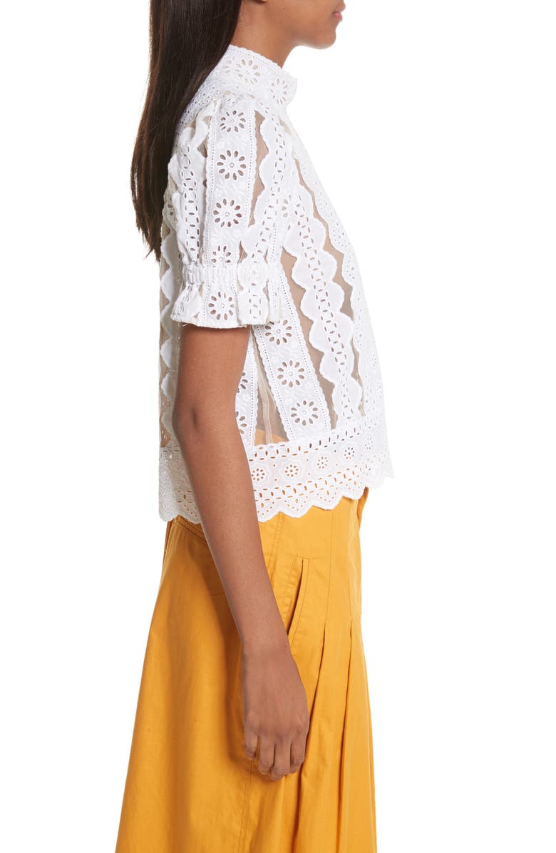 Sea Luna Cotton Eyelet Top, Alternate, color,