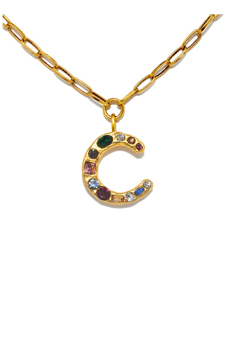 Emilie Crystal Initial Pendant Necklace, Main, color, GOLD - C