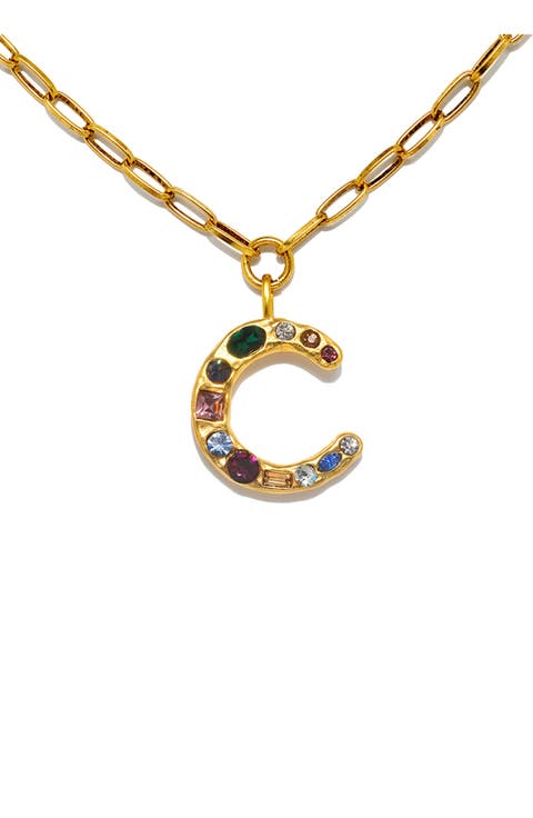 Emilie Crystal Initial Pendant Necklace