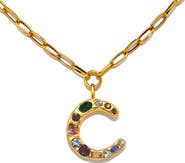 Sequin Emilie Crystal Initial Pendant Necklace