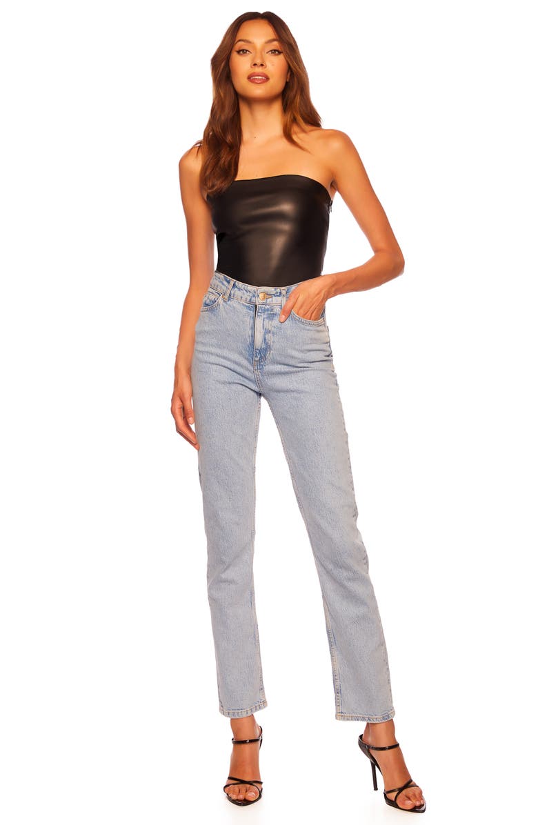 Susana Monaco Faux Leather Tube Top, Alternate, color,