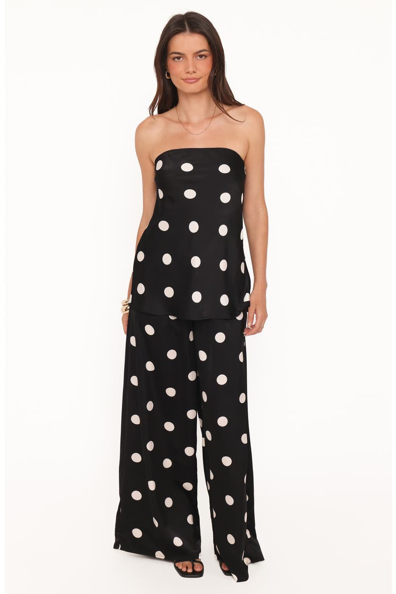 Belinda Polka Dot Wide Leg Drawstring Pants, Alternate, color, BLACK/ CREAM