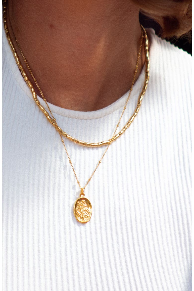 St. Christopher Talisman Necklace, Alternate, color, Yellow Gold Vermeil